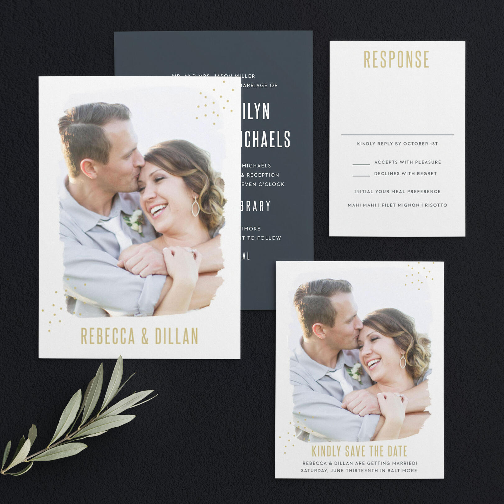 Classy Confetti Wedding Invitations