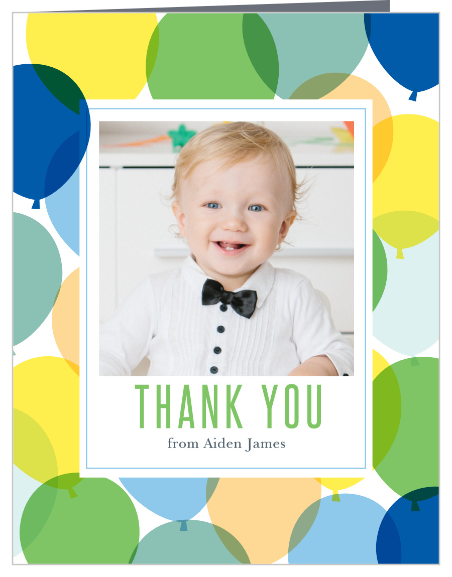 Buoyant Balloons Boy First Birthday Thank You Cards