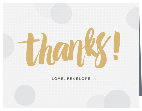 Say “Thanks!” with the cute, modern design of the Big Script Foil Thank You Cards.