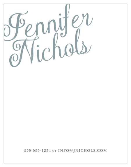 Your name or your business' name in an attractive slant font makes the Plain Elegance Business Stationery an elegant letterhead choice.