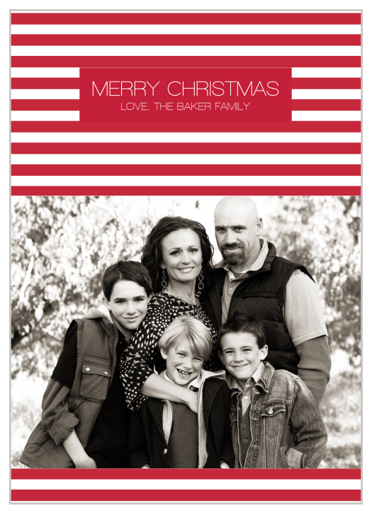 Our Candy Cane Tall holiday card features one of our striped patterns that looks just like a candy cane! Customize this card with your well wishes, family name and year.