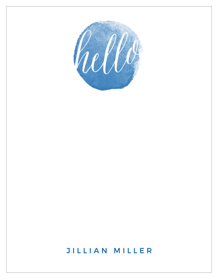 The word "hello" in a watercolor circle gives the Watercolor Hello Business Stationery a fresh, contemporary look.
