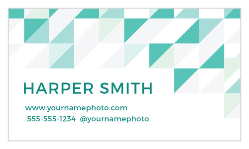 A  pattern of triangles and squares on the front and the back makes the Chic Geometric Business Cards a modern and stylish way to advertise your business.