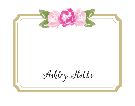 Watercolor flowers in your choice of colors adorn the top of the Floral Stripe Business Stationery. 
