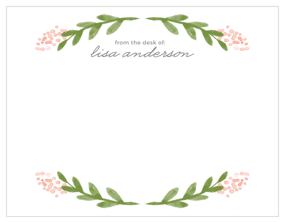 Delicate florals frame each page of the Garden Watercolors Business Stationery. 