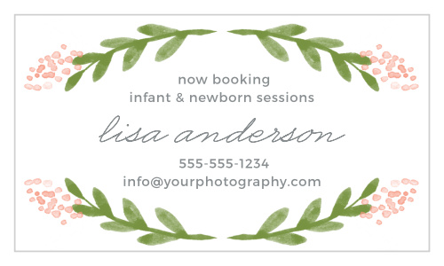 Delicate florals frame your info on the Garden Watercolors Business Cards.
