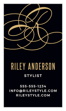 Advertise your business with the flourish of the Script Monogram Foil Business Cards.