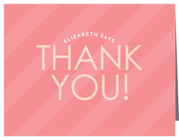 A fun stripe pattern gives the Candy Stripe Girl First Birthday Party Thank You Cards a playful attitude.