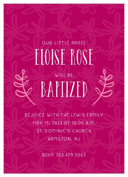 Create your cheerful baptism invites with the Fun Flowers Girl Baptism Invitations.