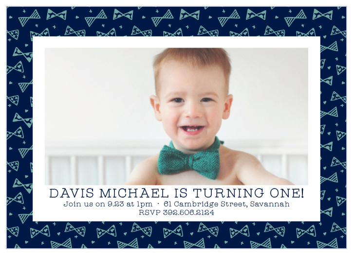 Throw a party for your dapper little man with the Busy Bows Boy First Birthday Party Invitations. 