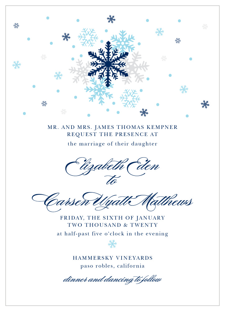 Shimmering Snowflakes Wedding Invitations