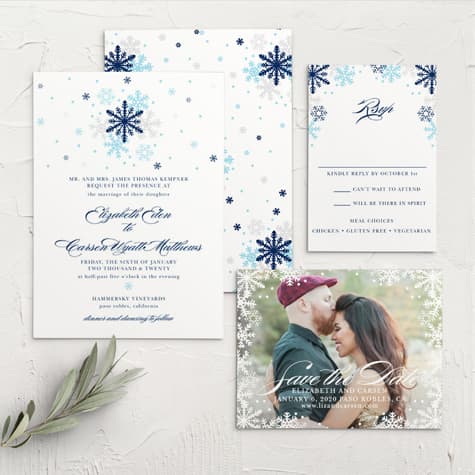 Shimmering Snowflakes Wedding Invitations
