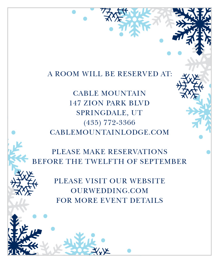 Shimmering Snowflakes Accommodation Cards