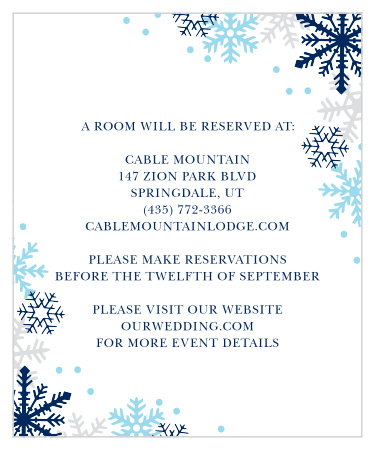 Make sure guests have somewhere warm to stay with the Shimmering Snowflake Accommodation Cards.