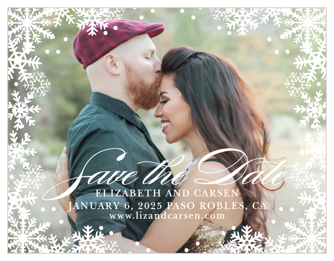 Shimmering Snowflakes Save the Date Cards