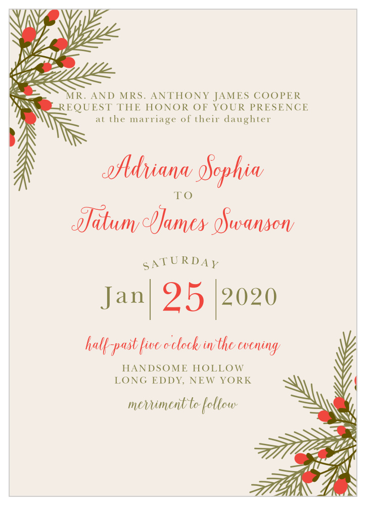 Pine Berries Wedding Invitations