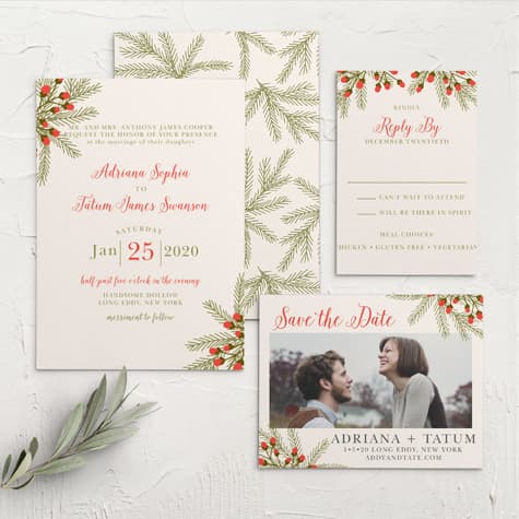 Pine Berries Wedding Invitations