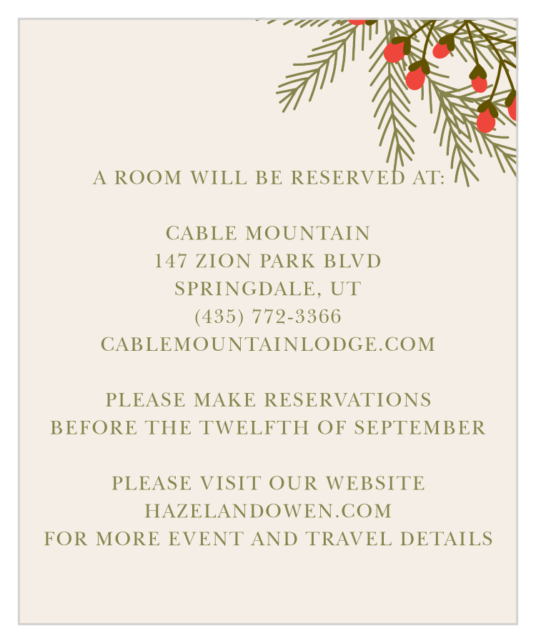 Pine Berries Accommodation Cards