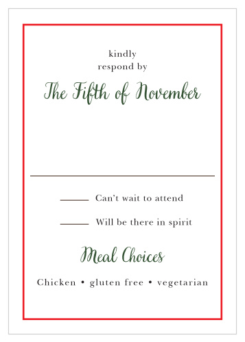 Collect RSVPs for your winter-themed wedding with the Cozy Plaid Response Cards.