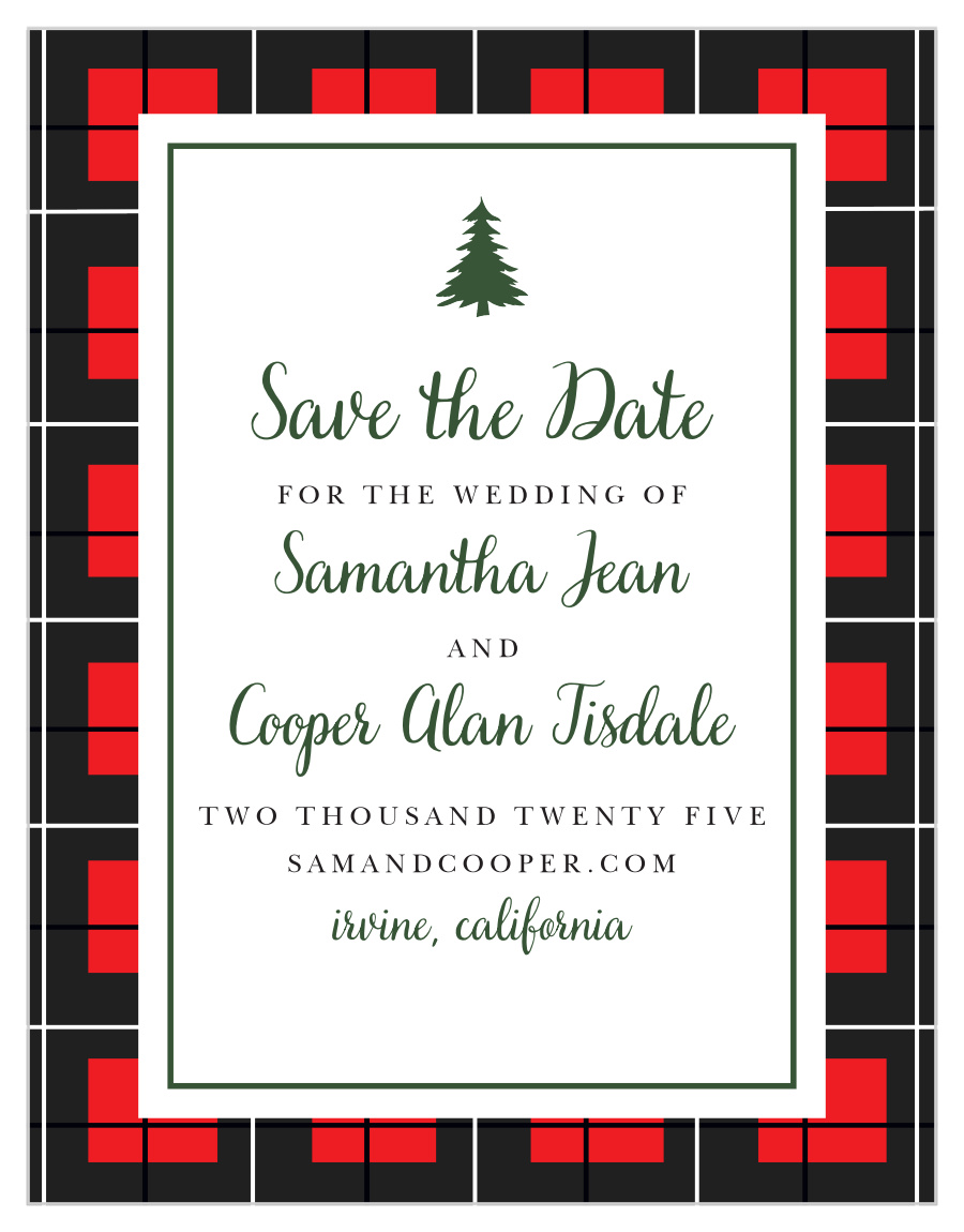Cozy Plaid Save the Date Cards