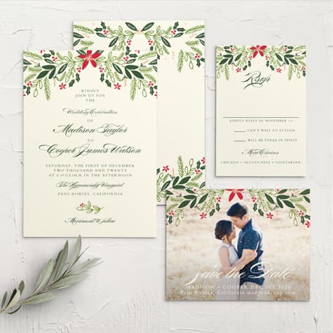 Holiday Bough Wedding Invitations