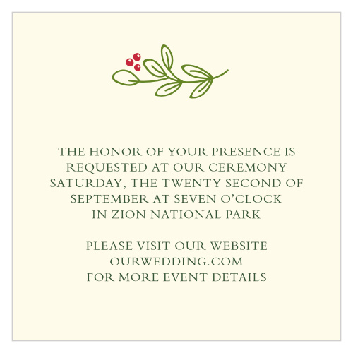 Create custom invites to your ceremony with the Holiday Bough Ceremony Cards.