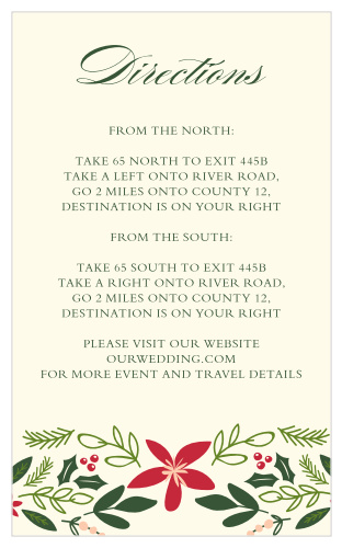 Help guests make it on time to your formal winter wedding with the Holiday Bough Direction Cards.