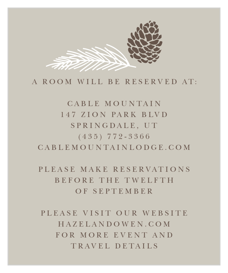Pretty Pinecones Accommodation Cards