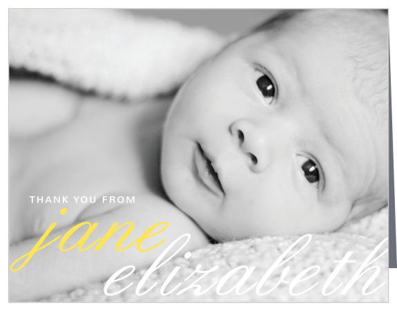 Use your child’s photo as the background to the La Moderne Thank You Cards. 