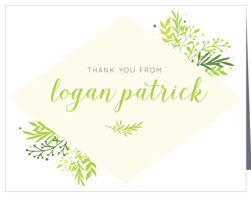 The Diamond Botanic Boy Thank You Cards are the perfect match to the Diamond Botanic Boy Baptism Invitations. 