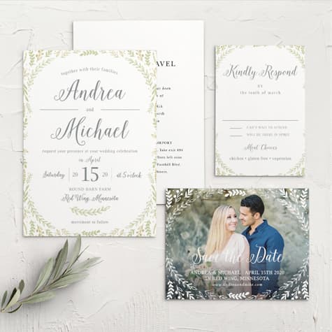 Romantic Evergreen Wedding Invitations