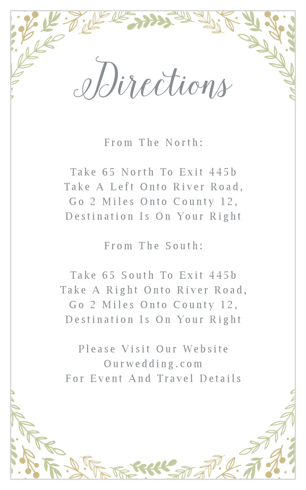 Romantic Evergreen Direction Cards