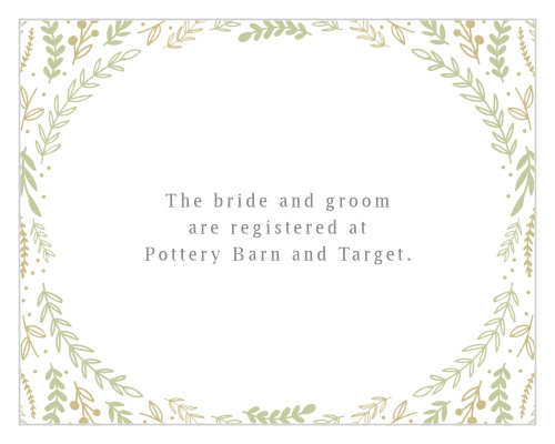 Include the Romantic Evergreen Registry Cards in your whimsical wedding invitation suite.