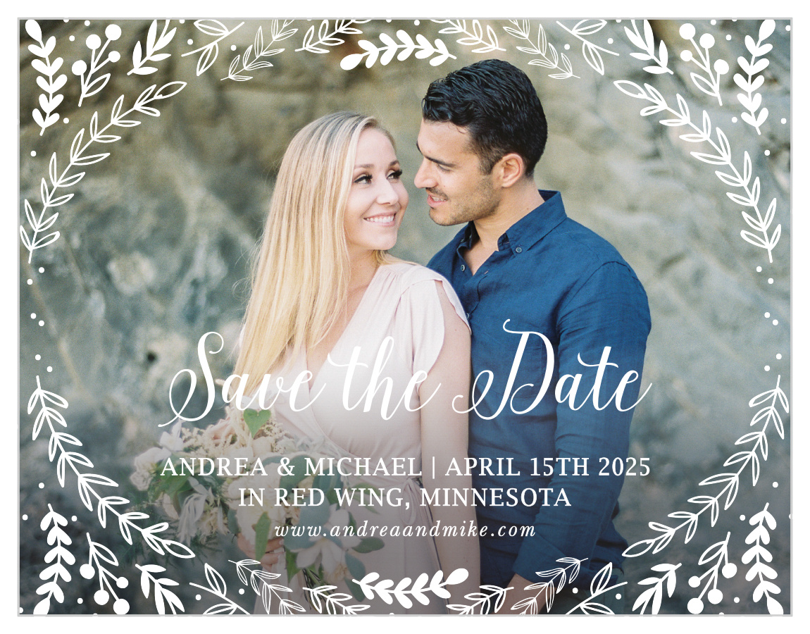 Romantic Evergreen Save the Date Cards