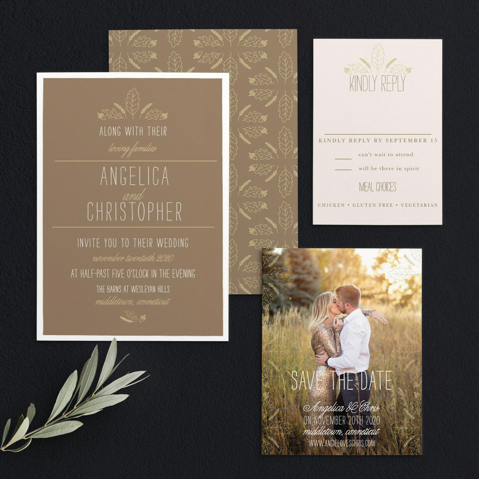 Elegant Autumn Wedding Invitations by Basic Invite