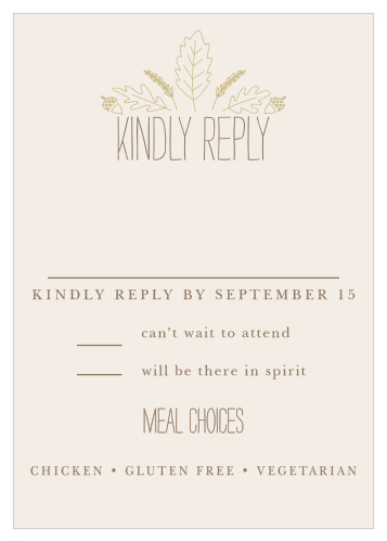 Fun fall foliage and a playful mix of fonts make the Elegant Autumn Response Cards a memorable way to collect RSVPs. 