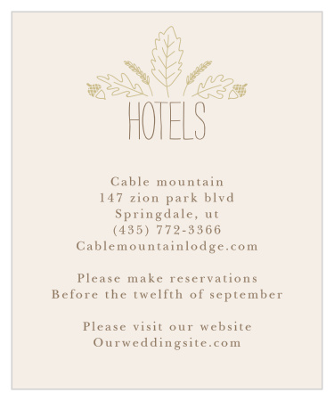Simplify guests’ travel plans with the Elegant Autumn Accommodation Cards. 