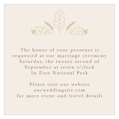 Festive fall foliages top your text on the Elegant Autumn Ceremony Cards. 