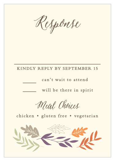 Collect RSVPs for your autumn-themed wedding with the Fall Harvest Response Cards. 