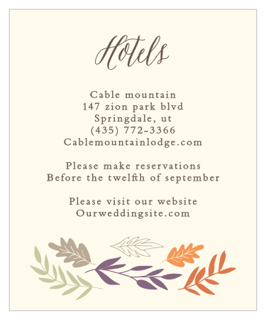 Make sure guests have a warm place to stay before and after wedding festivities with the Fall Harvest Accommodation Cards.
