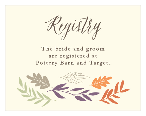 Let guests know where you have registered with the Fall Harvest Registry Cards.