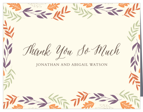 Finish your truly custom wedding stationery with the Fall Harvest Thank You Cards.