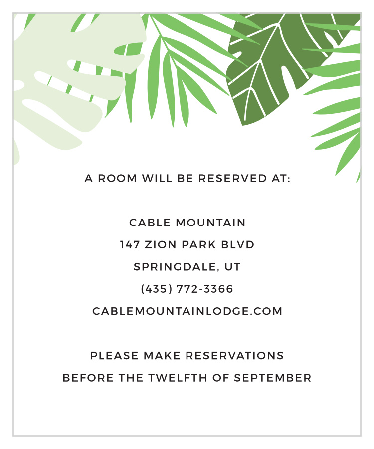 Tropical Palm Accommodation Cards