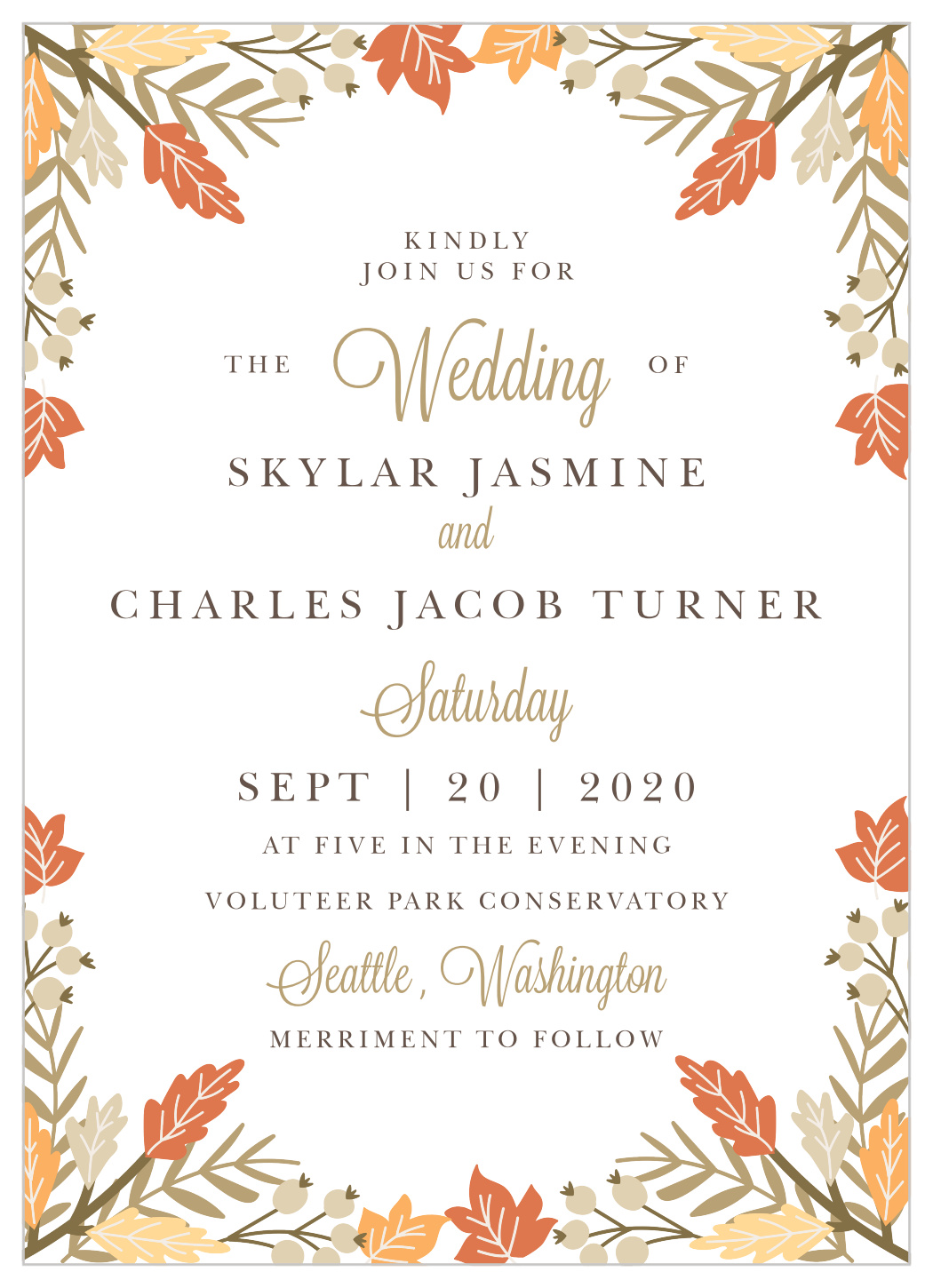 Falling Leaves Wedding Invitations