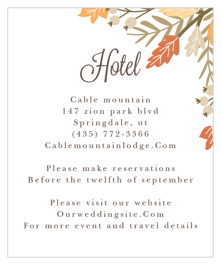 Falling Leaves Accommodation Cards