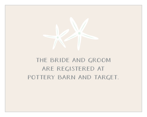 Include the Starfish Beach Registry Cards in your summertime wedding invitation suite. 
