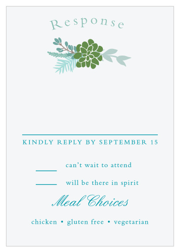 Add your creative touch to the Sunny Succulents Response Cards with our collection of hand-picked fonts and custom colors.