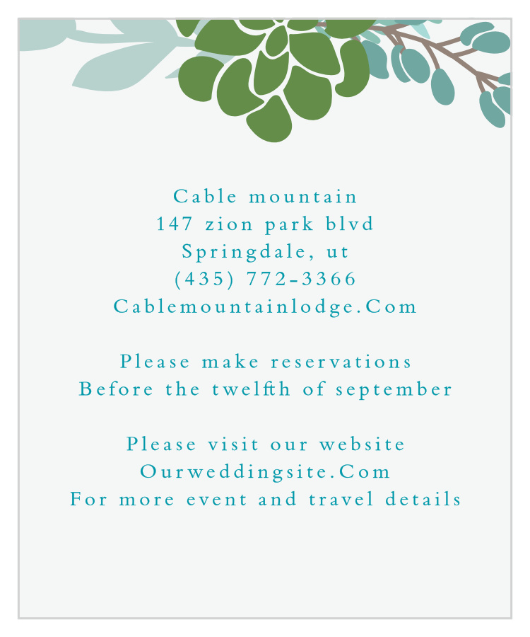 Sunny Succulents Accommodation Cards