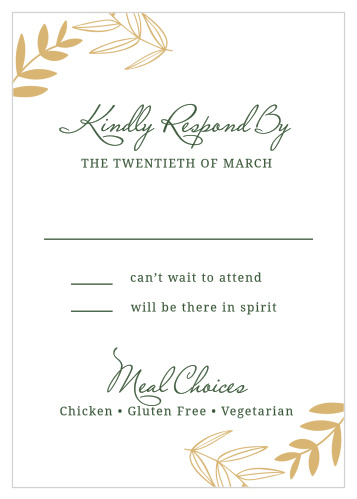 Delicate leaves decorate the corners of the Secret Garden Foil Response Cards.