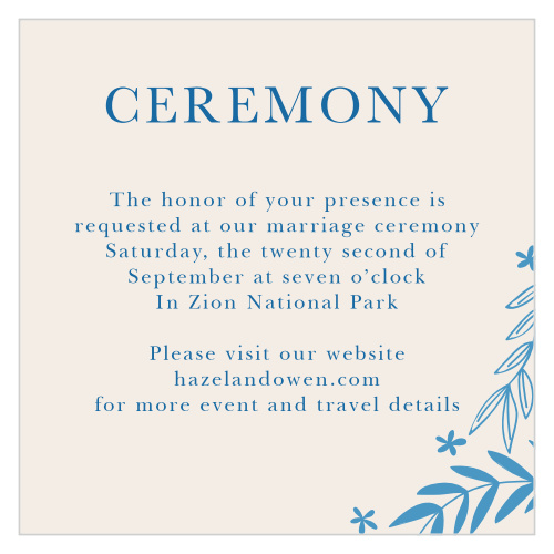The Spring Garden Ceremony Cards give you the freedom to design your wedding stationery just how you want it.